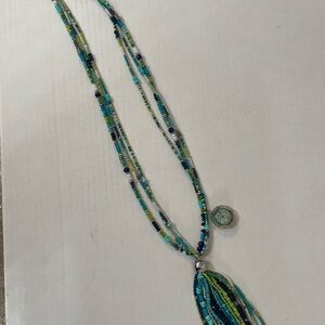 Chico's Blue and Green Beaded Necklace